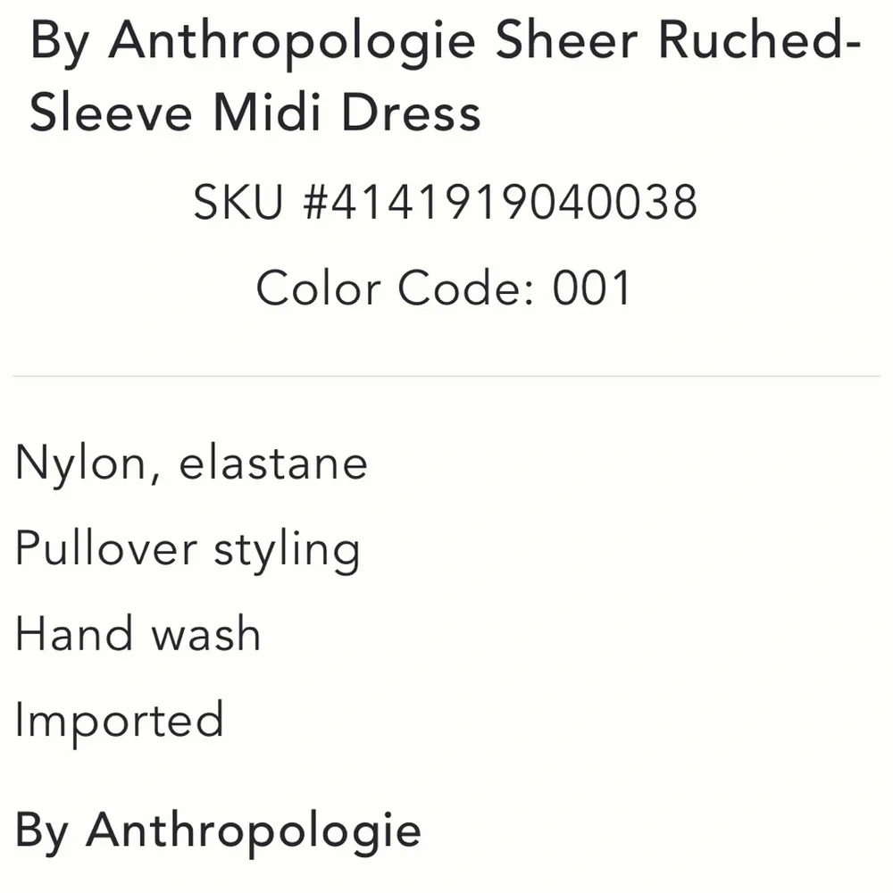 Anthropologie black sheer ruched midi dress - Picture 7 of 7